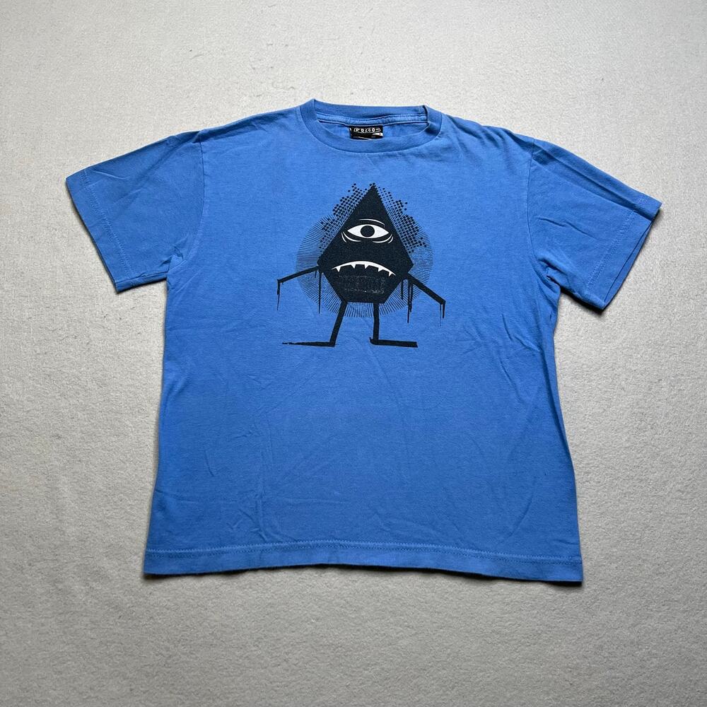 Volcom Graphic T-Shirt Youth Small Blue Monster Eye‎ Skate Surf Tee Y2K Vintage